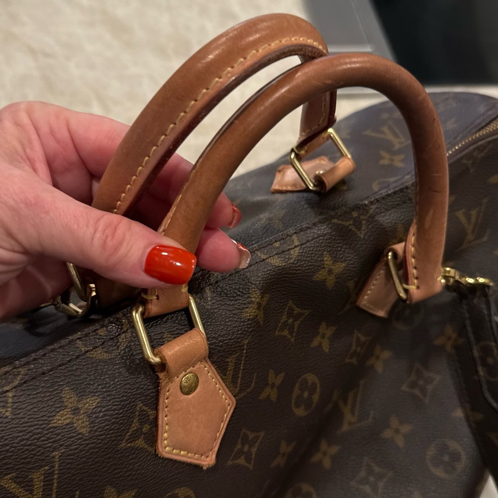 Louis Vuitton Monogram Satchel with Tan Accents